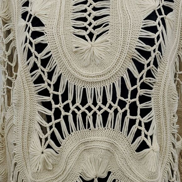 Lilian XL Women's Crochet Short Sleeve Open Knit Sweater Cream - Picture 5 of 17